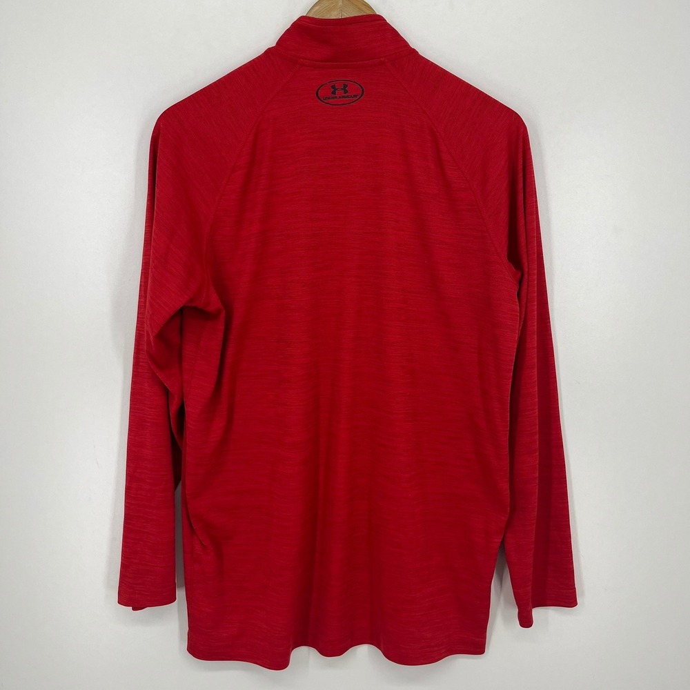 Under Armour Mens Tech 1/4 Zip Pullover Red Heathered Long Sleeve‎ Size M - Picture 6 of 12
